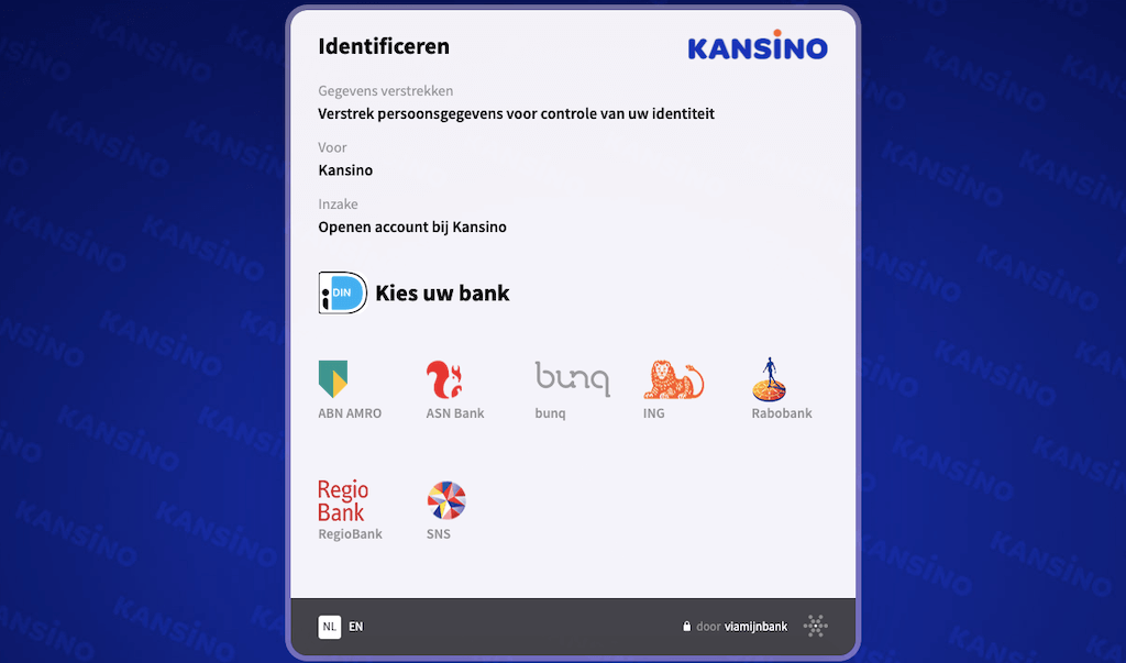 Registratie bij Kansino