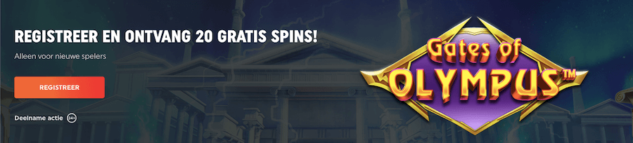Nieuwe TOTO Welkomstbonus - 20 no deposit free spins voor Gates of Olympus