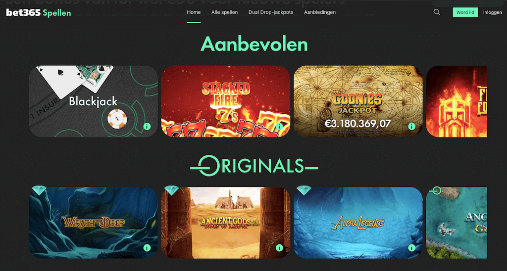 Het spelaanbod van bet365