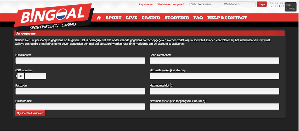 Het registratieproces van Bingoal