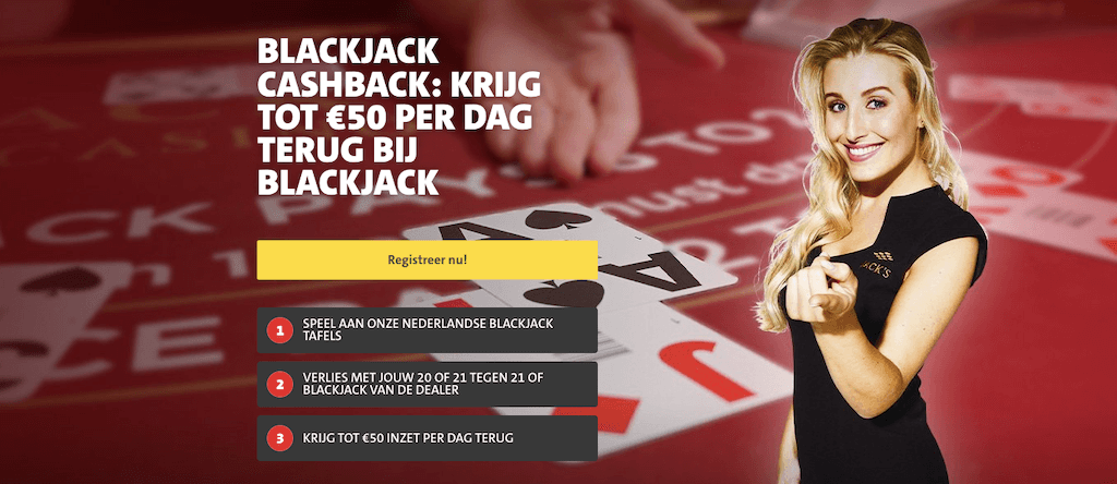 Cashback casino bonus van Jack's Casino