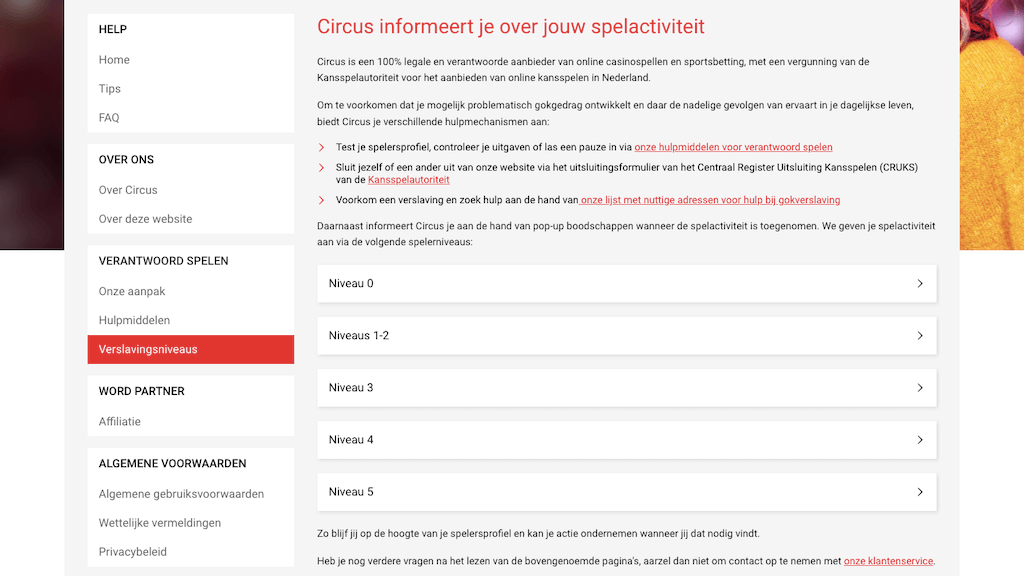 Verantwoord spelen op Circus.nl