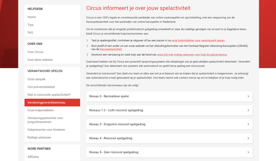 Verantwoord spelen op Circus.nl