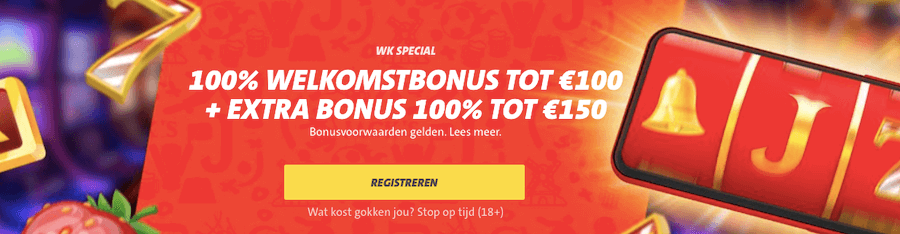 Jack's Casino WK Special: extra 100% no deposit bonus tot €150!