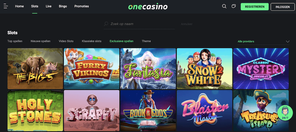 Exclusieve slots bij One Casino