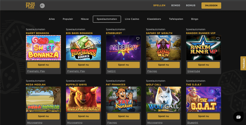 Slots van Fair Play Online Casino