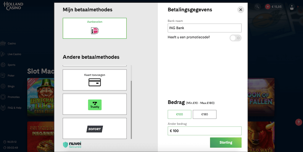 Geld storten bij Holland Casino Online
