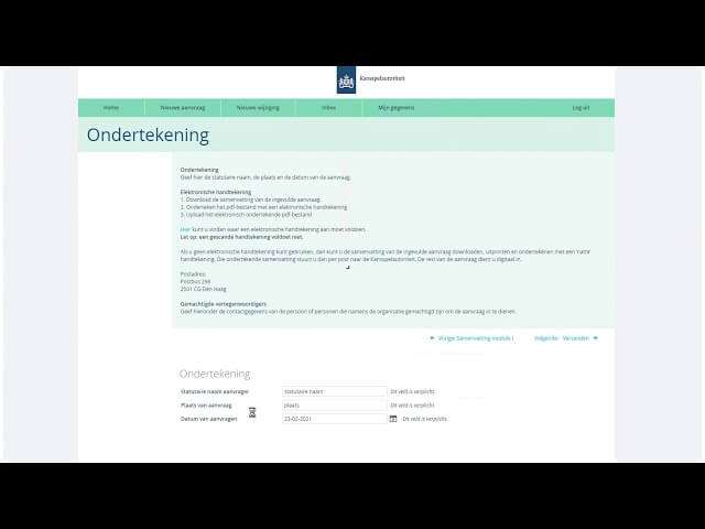 Hoe vraag ik in het portaal een vergunning Koa aan?