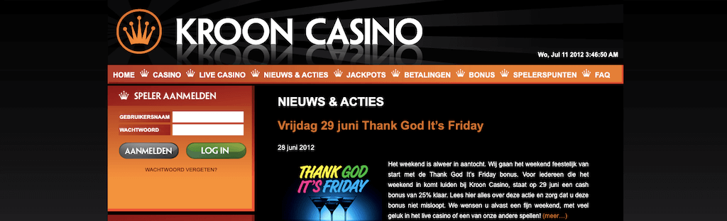 TGIF bonus van Kroon Casino