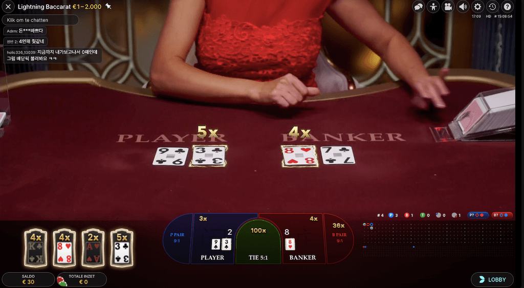 Lightning Baccarat van Evolution