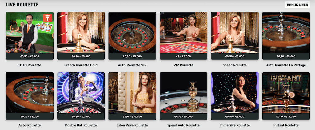Live roulette bij TOTO Casino