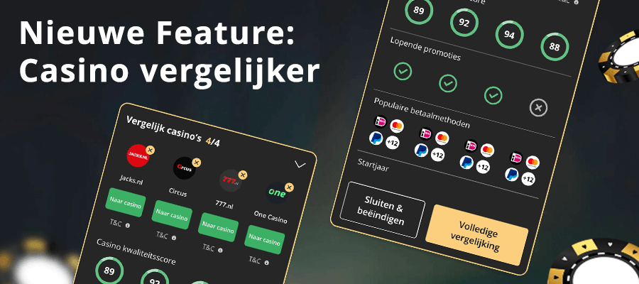 Nieuw bij OnlineCasinoGids: een gratis tool om Nederlandse casino's   mee te vergelijken!