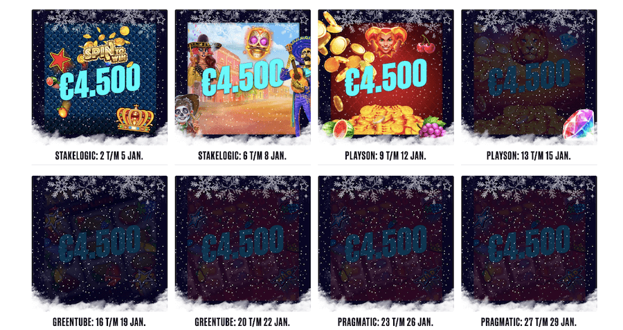 Alle gokkast toernooien van de BetCity Winter Slots Competitie in een overzicht
