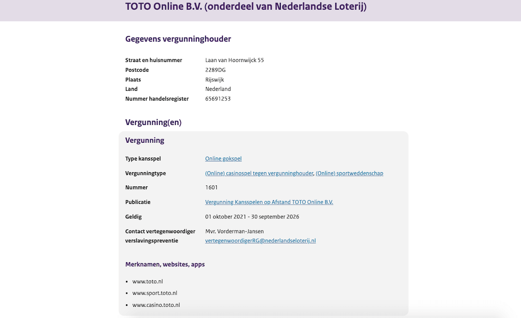 KSA vergunning TOTO Online