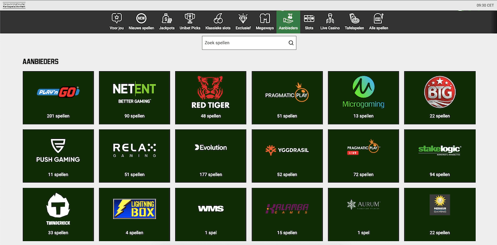 Spelaanbieders achter Unibet.nl